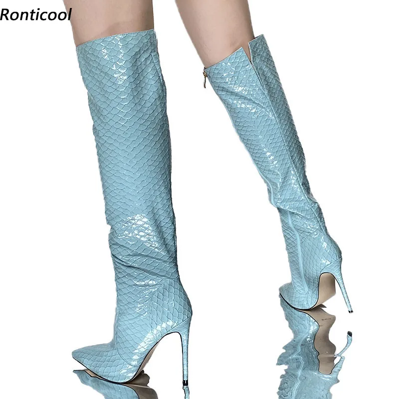Ronticool Handmade Women Winter Knee High Boots Side Zipper Stiletto Heels Pointed Toe Blue Yellow Party Shoes Plus US Size 5-15
Ronticool Handmade Women Winter Knee High Boots Side Zipper Stiletto Heels Pointed Toe Blue Yellow Party Shoes Plus US Size 5-15