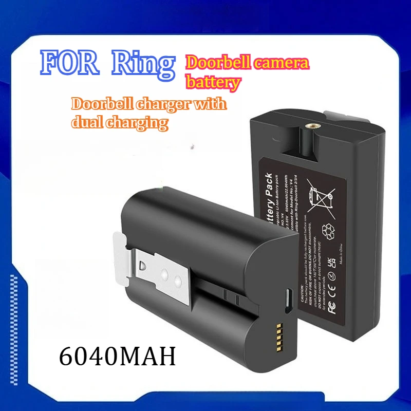 6040MAH 3.65V FOR Ring Battery Doorbell Camera Battery Charger V4 Dual Charging Multi Port Long-lasting Adapter Battery Pack
6040MAH 3.65V FOR Ring Battery Doorbell Camera Battery Charger V4 Dual Charging Multi Port Long-lasting Adapter Battery Pack