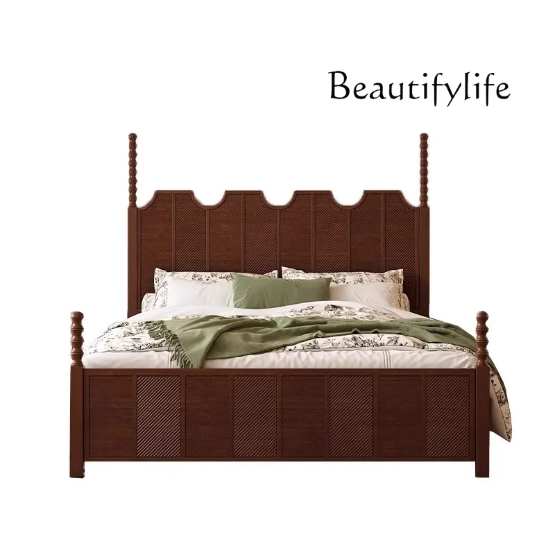 French retro solid wood bed modern simple double bed light luxury black American 1.8 meters large bed
French retro solid wood bed modern simple double bed light luxury black American 1.8 meters large bed