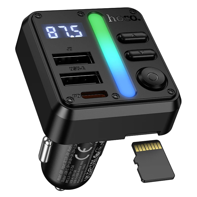 HOCO 45W Fast Charging Car Bluetooth FM Transmitter Handsfree PD Type-C USB A Ambient Player MP3 Audio Charger Support TF Card
HOCO 45W Fast Charging Car Bluetooth FM Transmitter Handsfree PD Type-C USB A Ambient Player MP3 Audio Charger Support TF Card