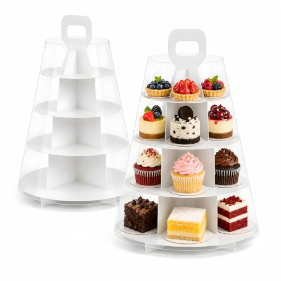 4-Tier Cupcake Stand, 10 Set Cardboard Cupcake Tower with Clear Cover, Dessert Cup Cake Stand Tower for Birthday Wedding Party
4-Tier Cupcake Stand, 10 Set Cardboard Cupcake Tower with Clear Cover, Dessert Cup Cake Stand Tower for Birthday Wedding Party