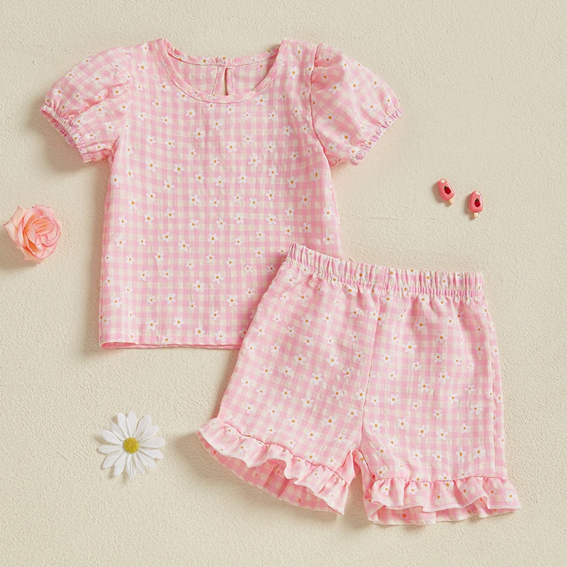 Suefunskry Toddler Baby Girl Shorts Set Flower Plaid Short Sleeve Tops Elastic Waist Ruffle Shorts 2 Piece Summer Outfit
Suefunskry Toddler Baby Girl Shorts Set Flower Plaid Short Sleeve Tops Elastic Waist Ruffle Shorts 2 Piece Summer Outfit