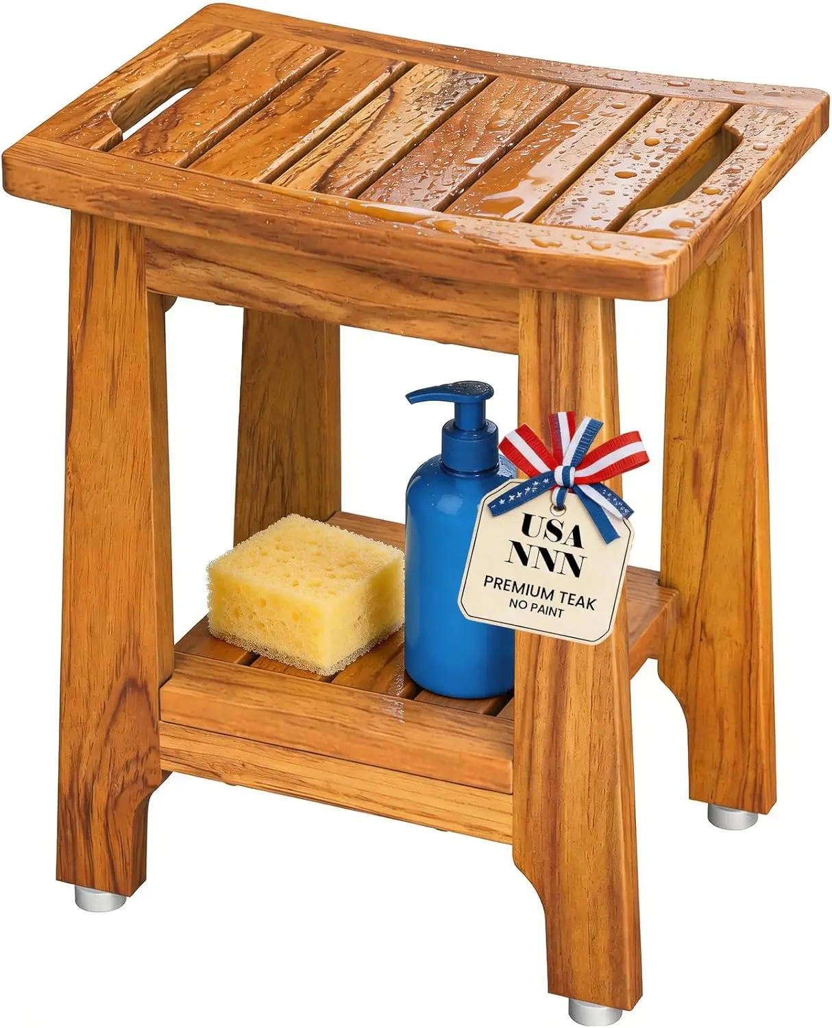14" Teak Shower Stool with Shelf & Handle, Non-Slip Bath Bench, 300 lbs Capacity
14" Teak Shower Stool with Shelf & Handle, Non-Slip Bath Bench, 300 lbs Capacity