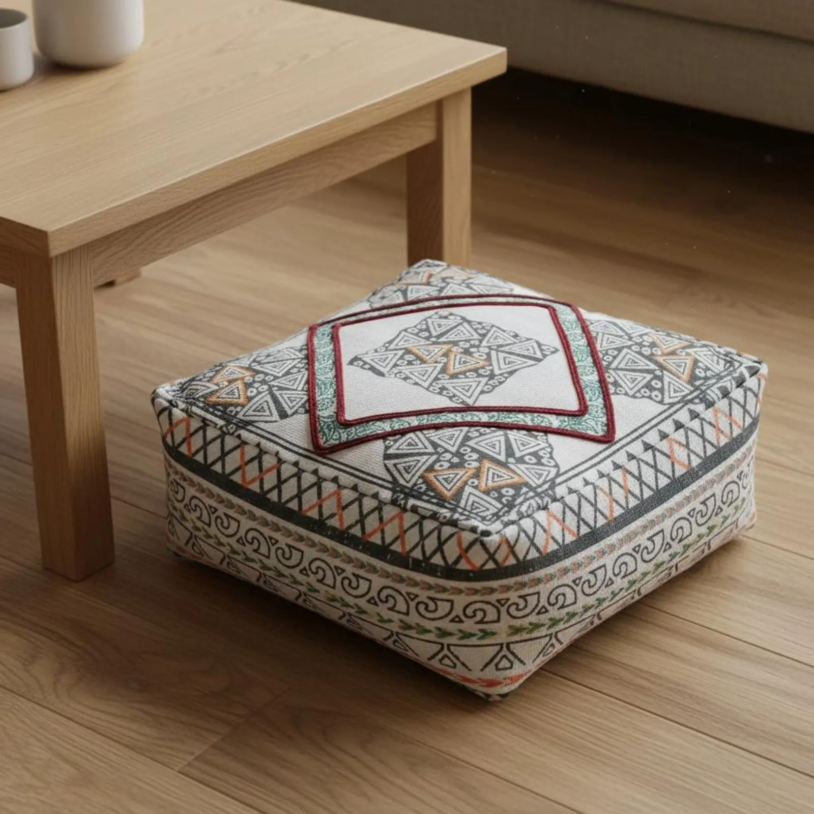 Bohemian Floor Pouf Removable and Cleanable Cover Square Meditation Pillow Cotton Linen Footstool Embroidered Embellishments
Bohemian Floor Pouf Removable and Cleanable Cover Square Meditation Pillow Cotton Linen Footstool Embroidered Embellishments