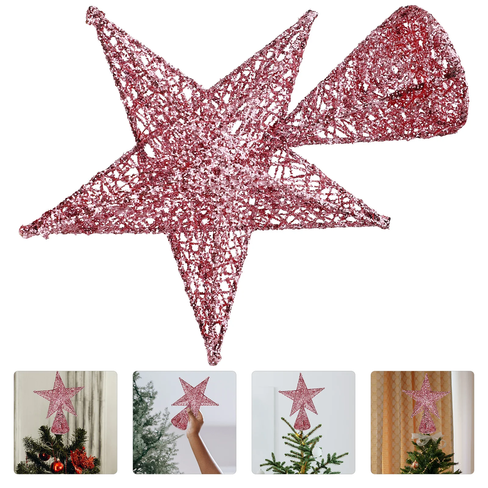Glittered Pink Five-Pointed Star Christmas Tree Topper Hollow Iron Pentagram Decoration Holiday Festival Decorative Props
Glittered Pink Five-Pointed Star Christmas Tree Topper Hollow Iron Pentagram Decoration Holiday Festival Decorative Props