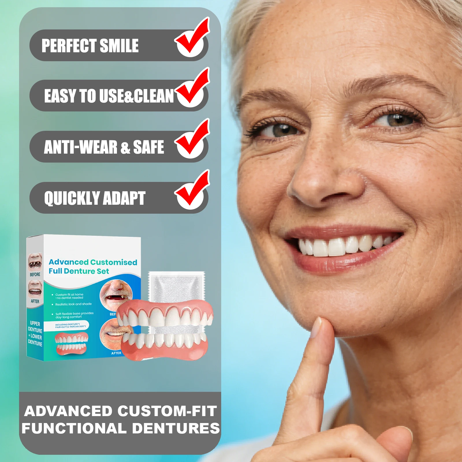 Полный набор протезов из смолы OUHOE, пищевые, нетоксичные материалы, легкий, долговечный, стабильный, легко чистится и повторное использование
Полный набор протезов из смолы OUHOE, пищевые, нетоксичные материалы, легкий, долговечный, стабильный, легко чистится и повторное использование