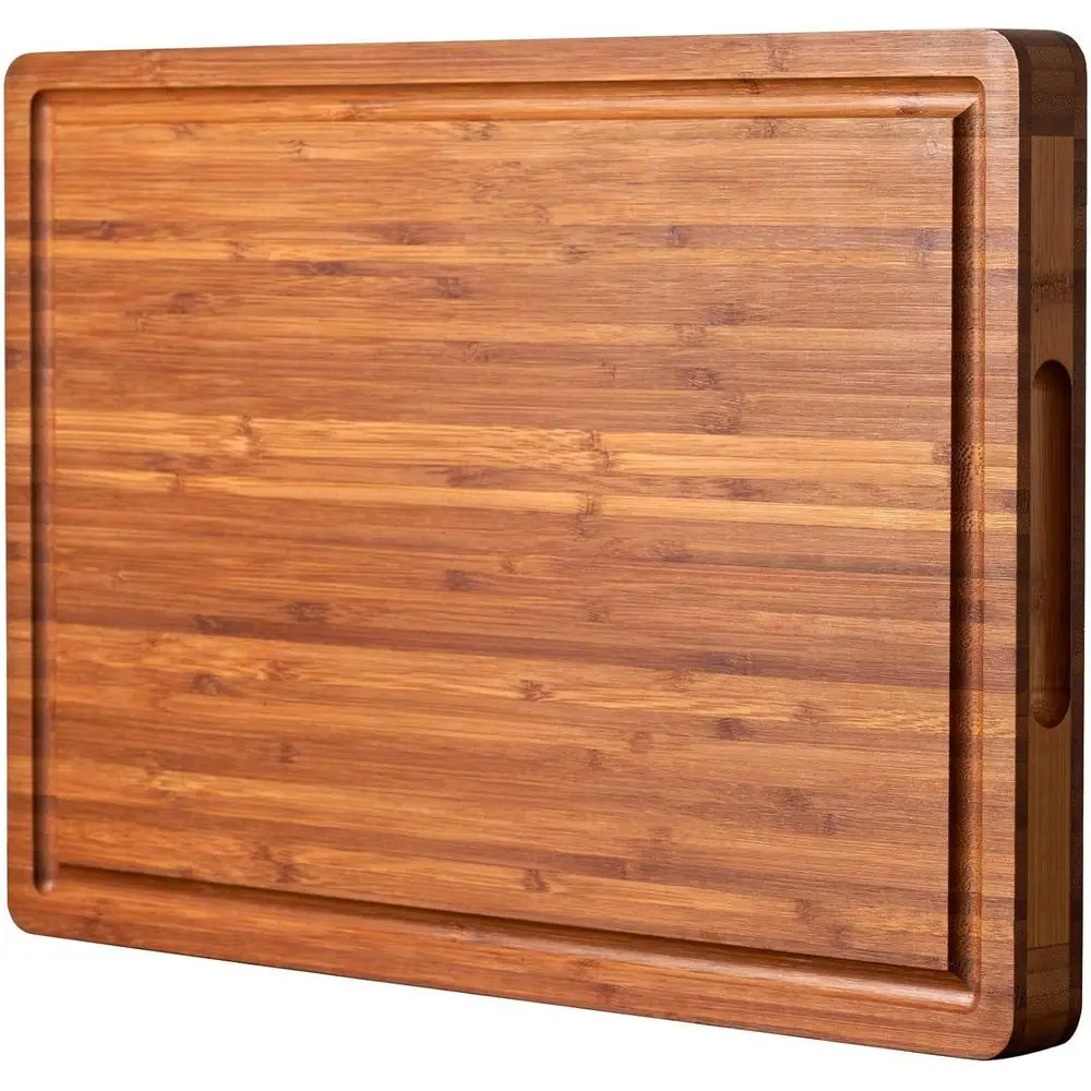 Bamboo Wood Cutting Board, 1 Thick Butcher Block, Cheese Charcuterie Board, with Side Handles and Juice Groove, 16x11
Bamboo Wood Cutting Board, 1 Thick Butcher Block, Cheese Charcuterie Board, with Side Handles and Juice Groove, 16x11