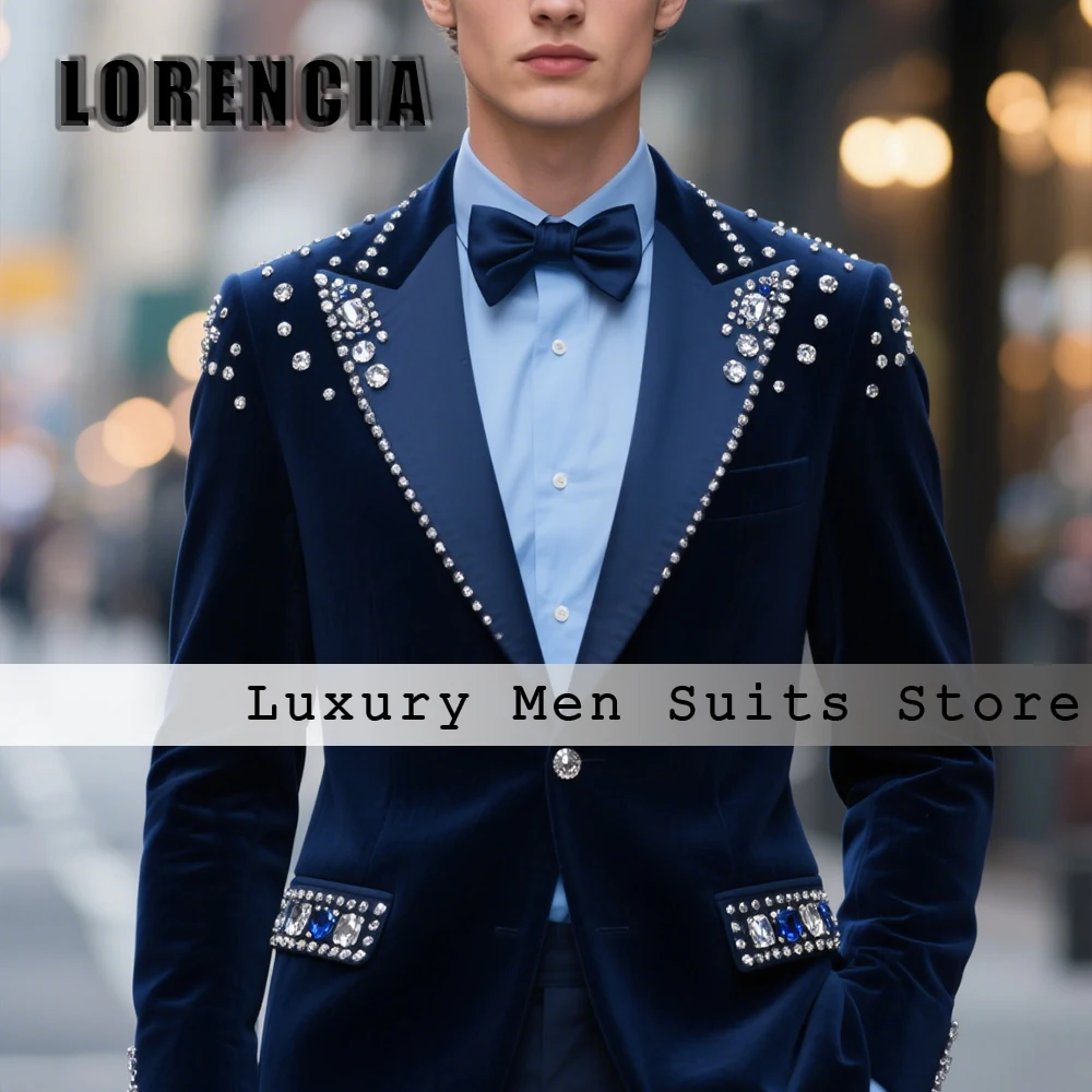 Luxury Velvet Male Suit 2 Pieces Diamond Tuxedos Wedding Party Outfit Customized Blazer Pants trajes para hombre Men's Clothing
Luxury Velvet Male Suit 2 Pieces Diamond Tuxedos Wedding Party Outfit Customized Blazer Pants trajes para hombre Men's Clothing