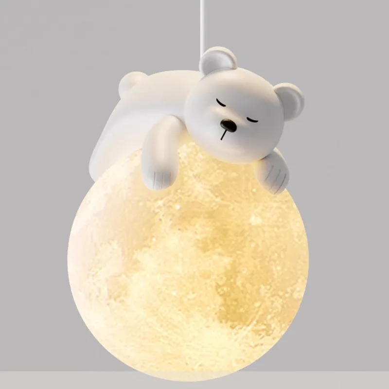 Cream style French bedside pendant light simple and creative bedroom 3D moon cartoon bear children's room pendant light
Cream style French bedside pendant light simple and creative bedroom 3D moon cartoon bear children's room pendant light