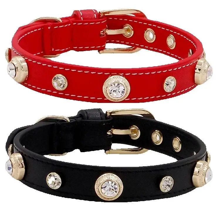 Pet Product Dog Cat Collar High-end Iced Out Big Czech Stone Genuiner Leather Collar Handmake Gift for S/M/L Dogs Pets
Pet Product Dog Cat Collar High-end Iced Out Big Czech Stone Genuiner Leather Collar Handmake Gift for S/M/L Dogs Pets