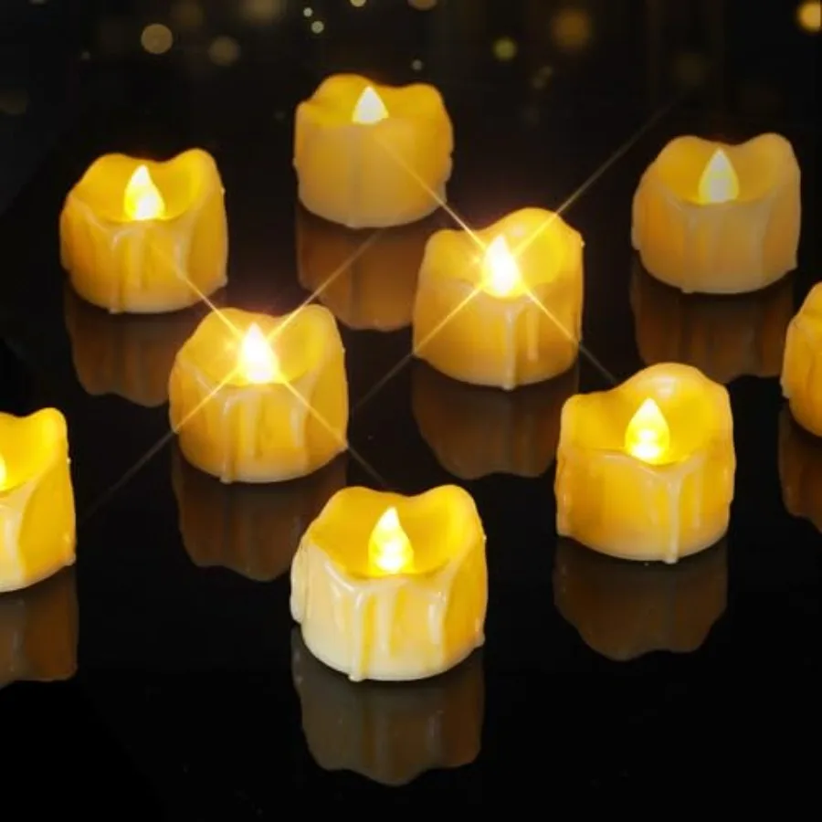 24Pcs Dripping Flameless LED Tea Lights, 1.58" x 1.2" Battery Operated Flickering Fake Candles, 200+ Hours Electric Votive Teal
24Pcs Dripping Flameless LED Tea Lights, 1.58" x 1.2" Battery Operated Flickering Fake Candles, 200+ Hours Electric Votive Teal