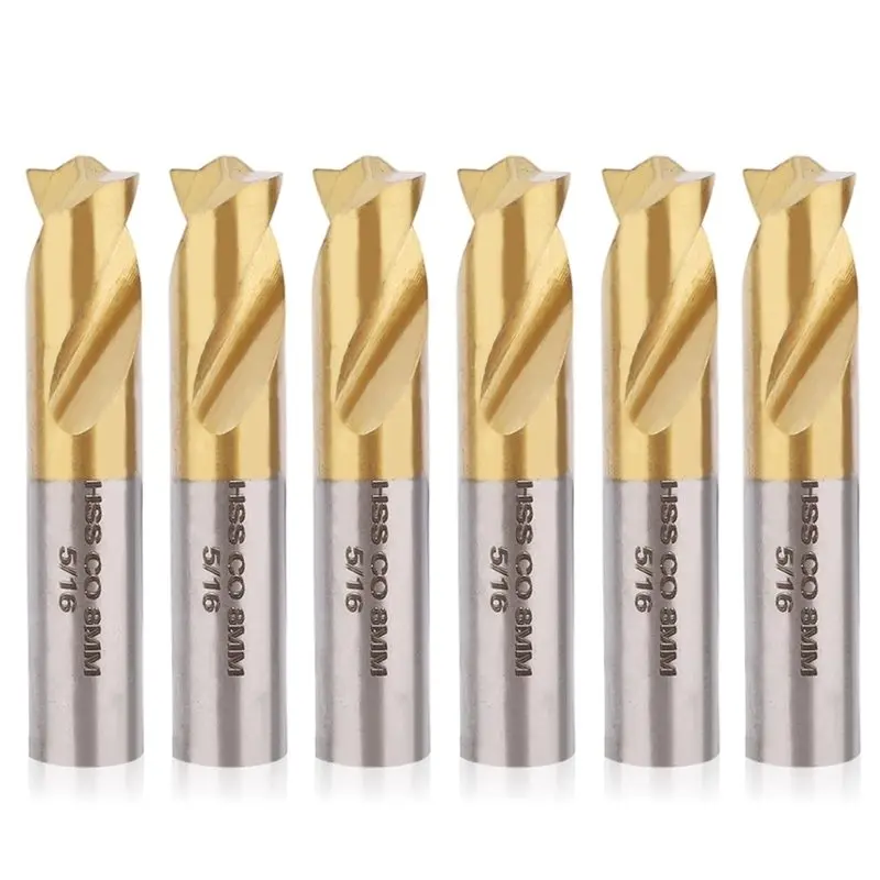 LLCS-6Pcs Titanium Coated Spot Weld Drill Bit Set, 5/16 Inch/8Mm High Speed Steel Cutter For Welding Removal
LLCS-6Pcs Titanium Coated Spot Weld Drill Bit Set, 5/16 Inch/8Mm High Speed Steel Cutter For Welding Removal