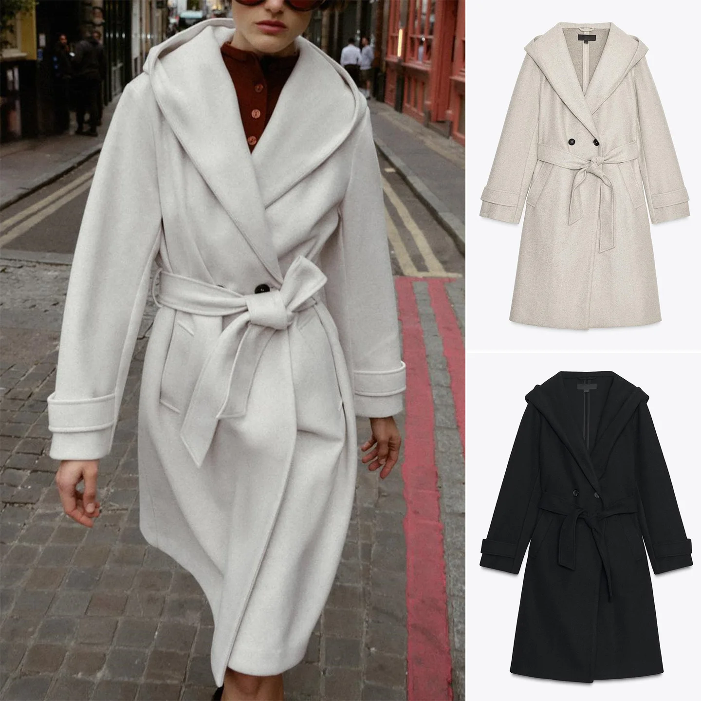 Autumn New Women's Soft Material Coat with Scarf Waist Belt Long Sve Hooded Jaet Outerwear Polyester Fiber 00%
Autumn New Women's Soft Material Coat with Scarf Waist Belt Long Sve Hooded Jaet Outerwear Polyester Fiber 00%