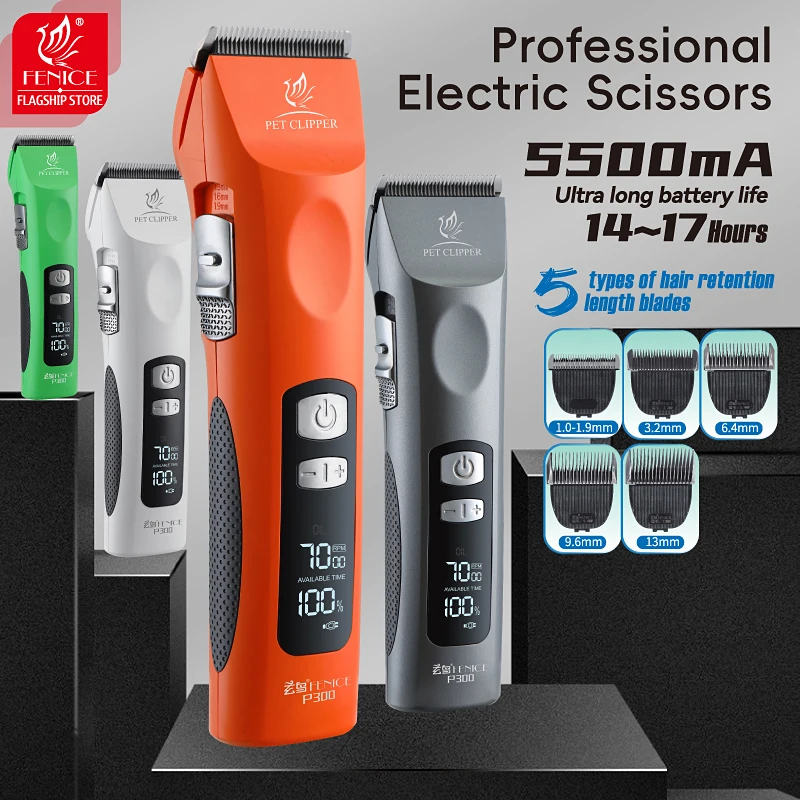 Fenice Cordless Rechargeable Pet Clipper Low Noise Professional Pet Hair Cutting Machine Grooming Trimmer Shaver Kit for Animals
Fenice Cordless Rechargeable Pet Clipper Low Noise Professional Pet Hair Cutting Machine Grooming Trimmer Shaver Kit for Animals