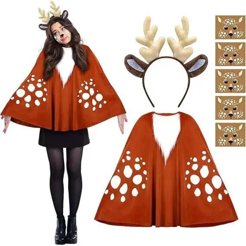 Set Women's Adult Reindeer Including Deer Cloak Costume Christmas Headband
Set Women's Adult Reindeer Including Deer Cloak Costume Christmas Headband