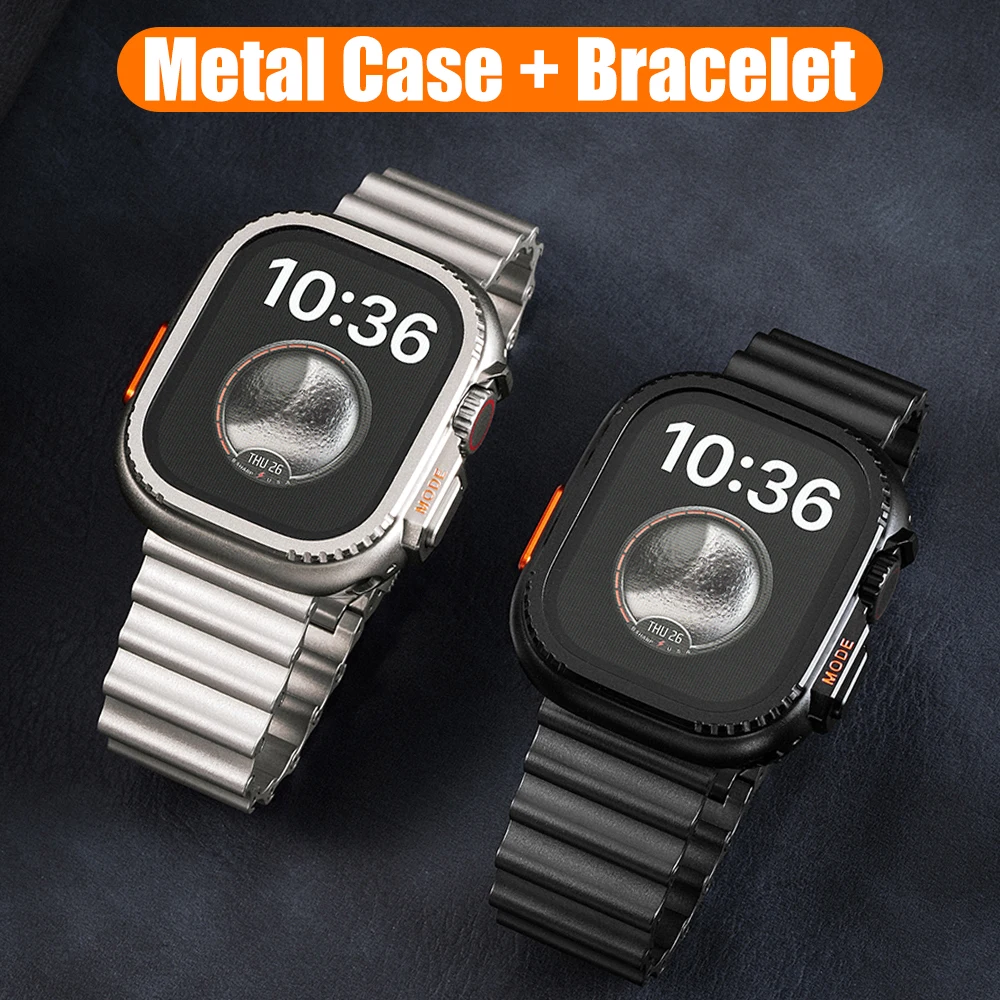 Metal Case+Strap for Apple Watch Ultra 3/2 49mm S10 S11 46MM 44 45 Luxury Bracelet Protector Bumper for Iwatch 9 8 7 6 5 4 SE
Metal Case+Strap for Apple Watch Ultra 3/2 49mm S10 S11 46MM 44 45 Luxury Bracelet Protector Bumper for Iwatch 9 8 7 6 5 4 SE