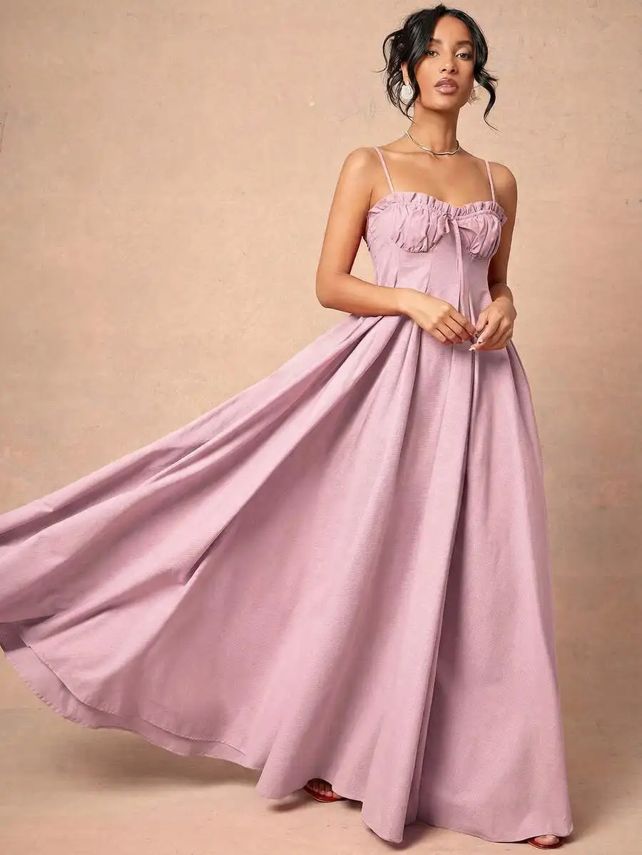 Elegant Lilac Bustier Maxi Dress With Ruffles Spaghetti Strap Floor Length Summer Women Dress
Elegant Lilac Bustier Maxi Dress With Ruffles Spaghetti Strap Floor Length Summer Women Dress