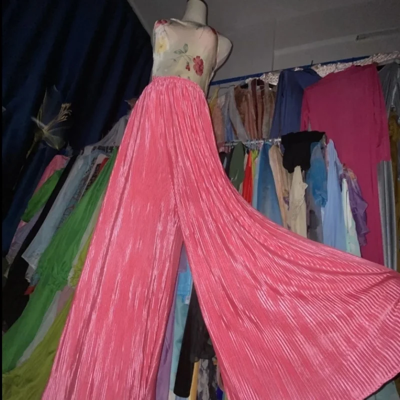 Men women Ice Silk Pleated Loose Hanging Vertical Stripe Long Pants Elastic Bright Color Wide Leg Culottes Sissy Private Party
Men women Ice Silk Pleated Loose Hanging Vertical Stripe Long Pants Elastic Bright Color Wide Leg Culottes Sissy Private Party