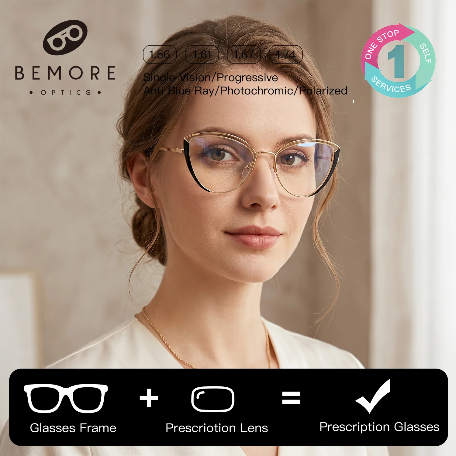 BEMORE Cat Eye Optical Glasses with Prescription Women High Quality Metal Anti Blue Light Graduated Correction Eyewear
BEMORE Cat Eye Optical Glasses with Prescription Women High Quality Metal Anti Blue Light Graduated Correction Eyewear