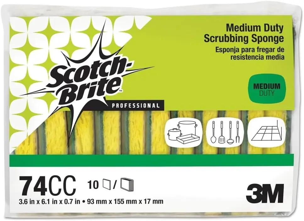 Medium-Duty Scrub Sponge, 3.5 x 6.25 Inch, 10-Pack
Medium-Duty Scrub Sponge, 3.5 x 6.25 Inch, 10-Pack