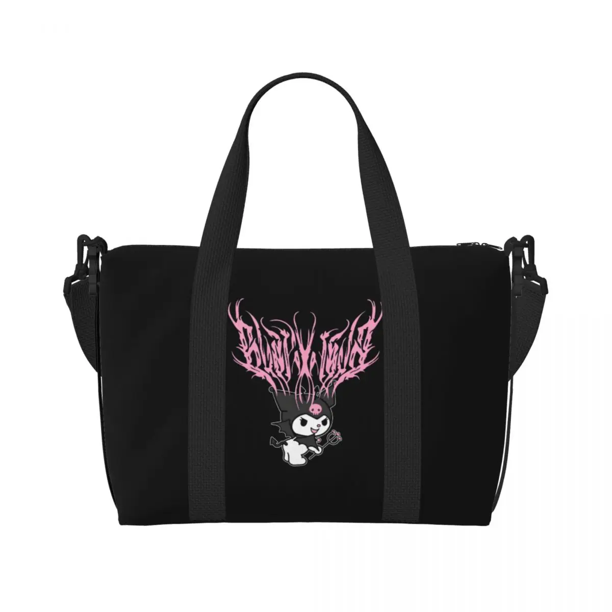 Пользовательские сумки Kuromi для покупок, женские сумки большой емкости Little Devil, спортивные пляжные дорожные сумки 
Пользовательские сумки Kuromi для покупок, женские сумки большой емкости Little Devil, спортивные пляжные дорожные сумки