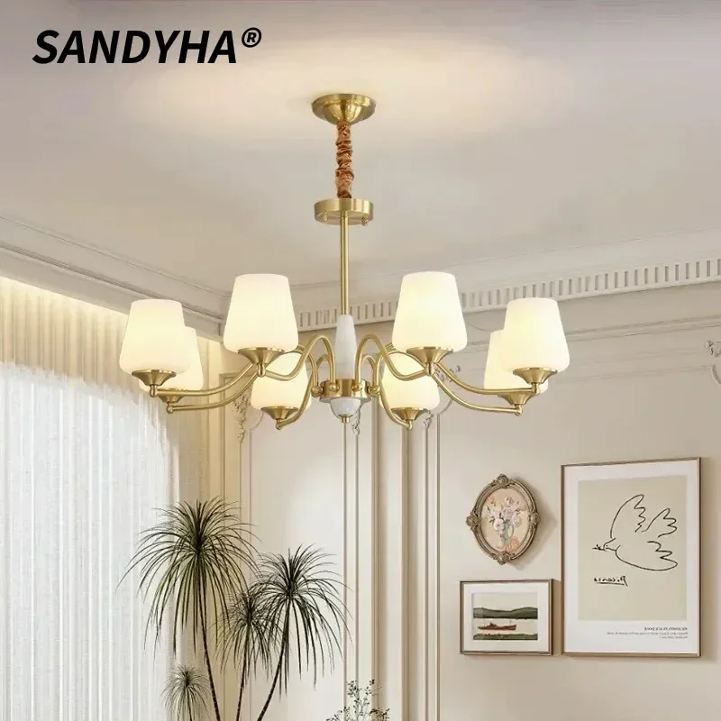SANDYHA Retro Pendant Light Full Copper Chandelier for Living Room Bedroom LED Hanging Lamp Ideal for Villa Restaurant Home
SANDYHA Retro Pendant Light Full Copper Chandelier for Living Room Bedroom LED Hanging Lamp Ideal for Villa Restaurant Home
