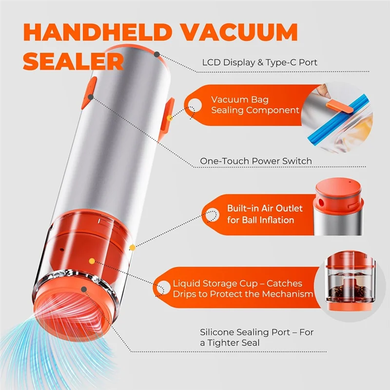 Advanced Suction Handheld Food Sealer With Mason Jar Silicone Lids For Meat And Wine, Perfect For Kitchen And Sports Gear
Advanced Suction Handheld Food Sealer With Mason Jar Silicone Lids For Meat And Wine, Perfect For Kitchen And Sports Gear