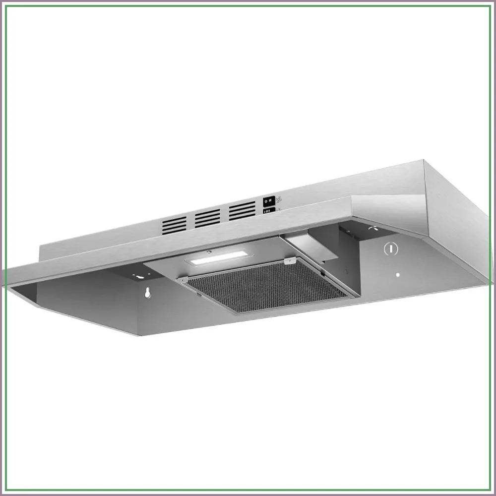 30 inch Convertible Range Hood Ducted/Ductless Under Cabinet Stainless Steel with Rocker Switch, 2 Speed Fan, LED Light
30 inch Convertible Range Hood Ducted/Ductless Under Cabinet Stainless Steel with Rocker Switch, 2 Speed Fan, LED Light