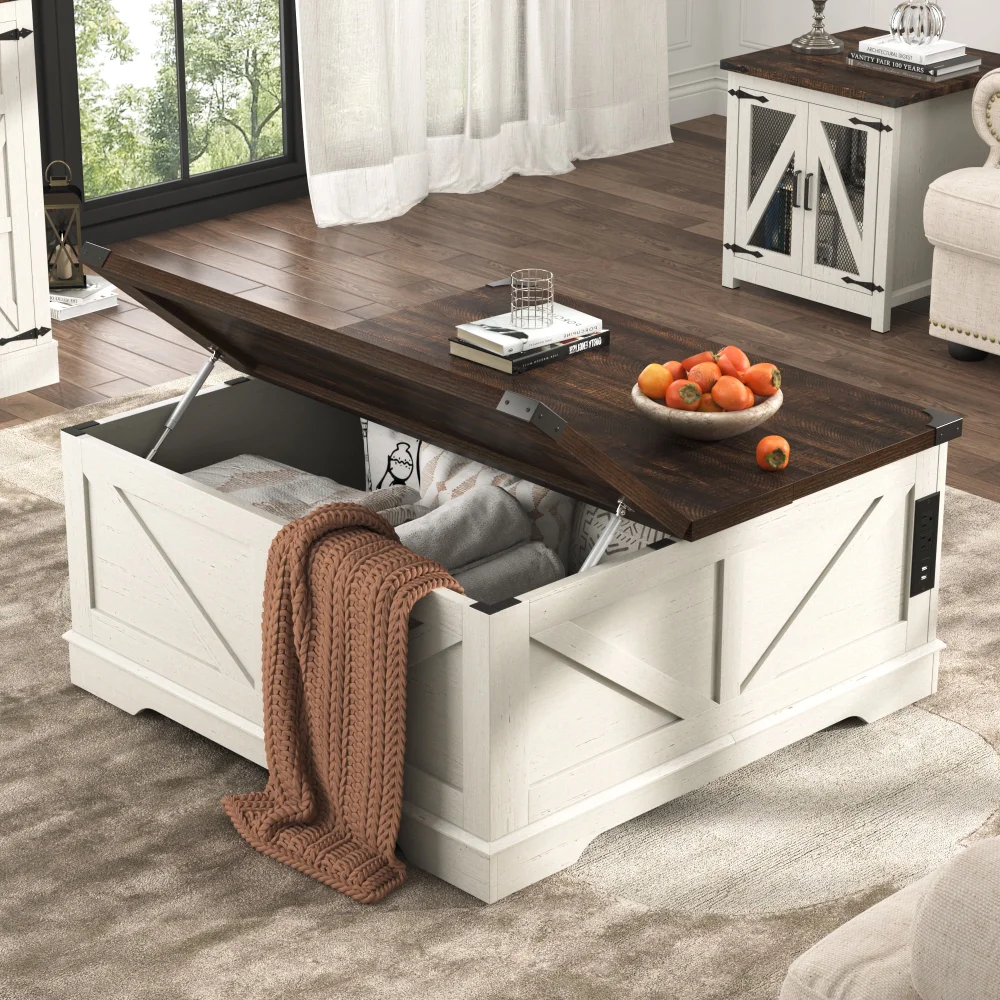 40" Large Farmhouse Lift Top Coffee Table with Power Outlets, Square Wood Living Room Table with Large Hidden Storage
40" Large Farmhouse Lift Top Coffee Table with Power Outlets, Square Wood Living Room Table with Large Hidden Storage