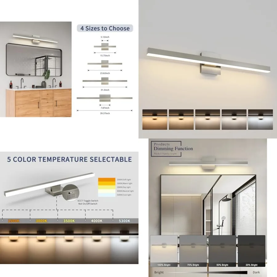 Vanity Light for Bathroom Lighting Fixtures Over Mirror Modern Bath Vanity Lights Bar 5CCT Diammable Bathroom Lights ETL Certif
Vanity Light for Bathroom Lighting Fixtures Over Mirror Modern Bath Vanity Lights Bar 5CCT Diammable Bathroom Lights ETL Certif