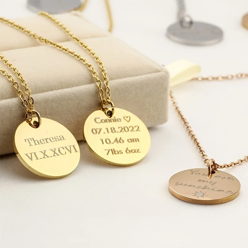 2025 Custom stainless steel disc pendant light luxury luxury sense of luxury, gold-plated and engravable clavicle chain gift
2025 Custom stainless steel disc pendant light luxury luxury sense of luxury, gold-plated and engravable clavicle chain gift