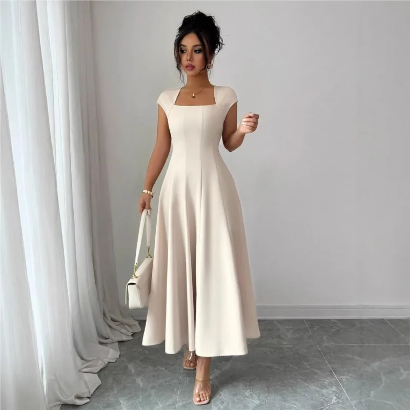 Foreign Style Party Prom Women's Dress Fashion Solid Color Square Neck A-line Dresses Elegant Chic Ladies High Waist Vestidos
Foreign Style Party Prom Women's Dress Fashion Solid Color Square Neck A-line Dresses Elegant Chic Ladies High Waist Vestidos
