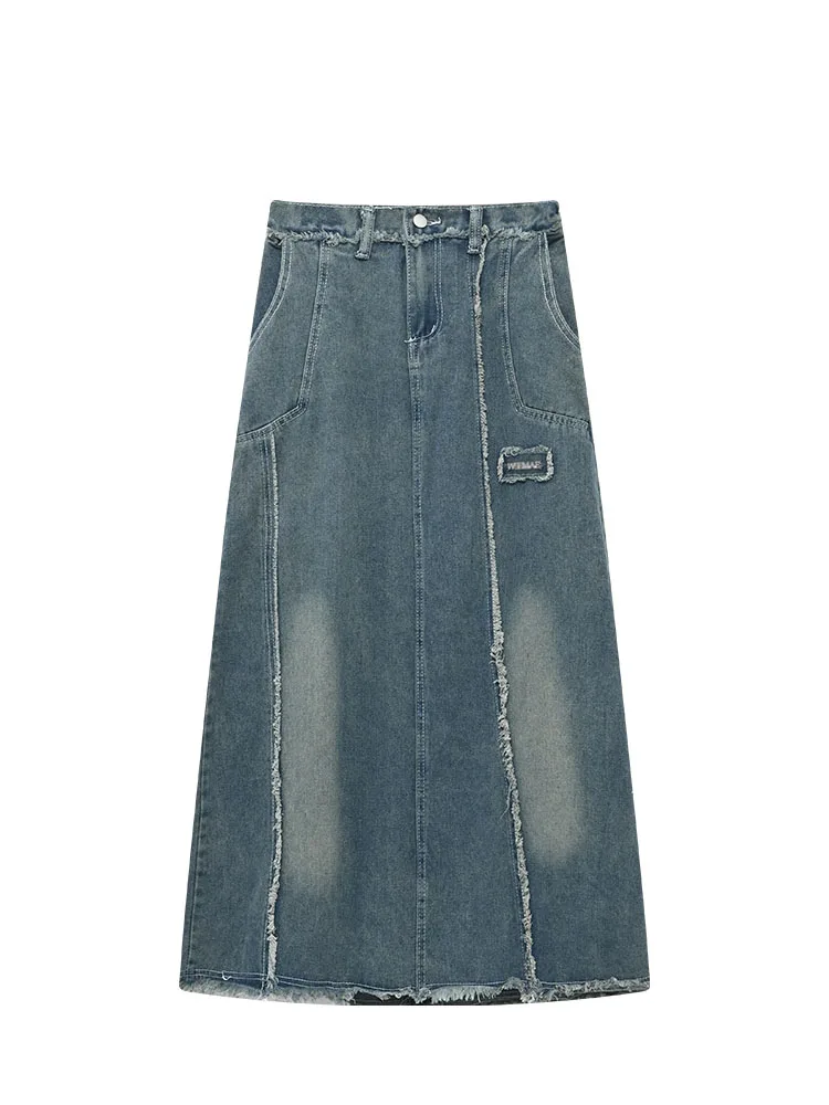 Women's High Waisted Asymmetrical Distressed Hem Denim Skirt Vintage Wash A-Line Raw Edge Midi Skirt Side Pockets Street Style
Women's High Waisted Asymmetrical Distressed Hem Denim Skirt Vintage Wash A-Line Raw Edge Midi Skirt Side Pockets Street Style