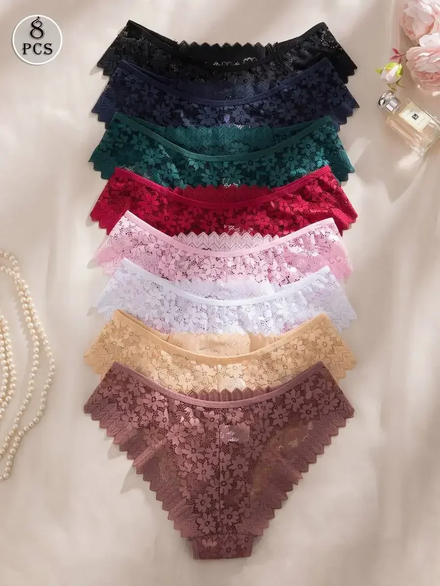 8pcs Lace Womens Thong Panties Sheer Floral Underwear Set
8pcs Lace Womens Thong Panties Sheer Floral Underwear Set