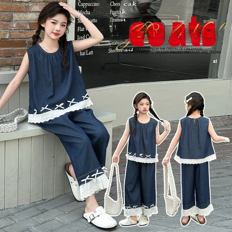 Girls' Summer Outfit Set 2025 New Style Children's Stylish Short Sleeved Hollow Top+casual Wide Leg Pants Set Girls Clothes
Girls' Summer Outfit Set 2025 New Style Children's Stylish Short Sleeved Hollow Top+casual Wide Leg Pants Set Girls Clothes