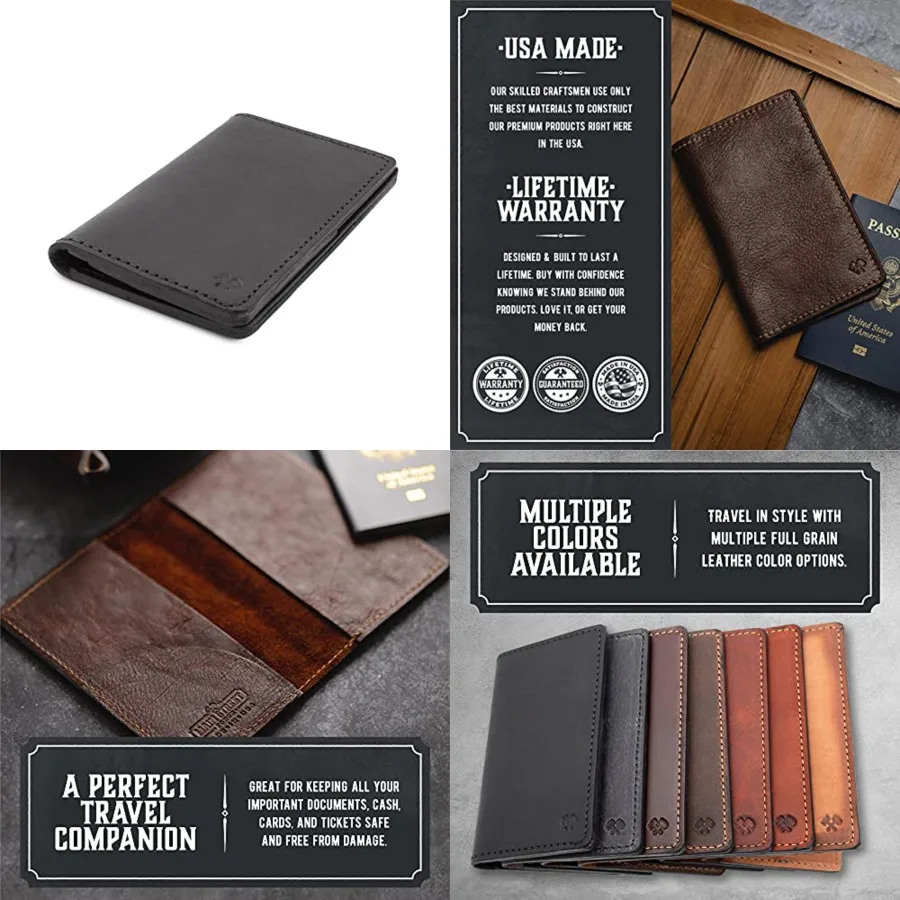 Leather Passport Holder for Men Made in USA 3.5" x 5.5" Field Notes Cover
Leather Passport Holder for Men Made in USA 3.5" x 5.5" Field Notes Cover
