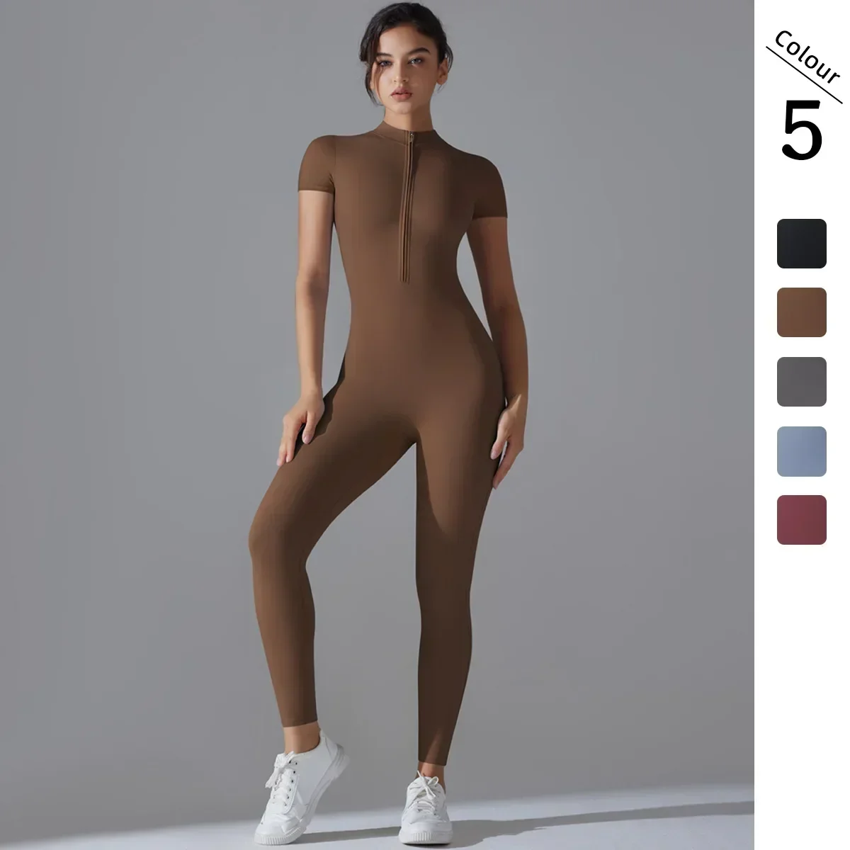 Seamless Yoga Zipper Jumpsuits Sports Fitness Hip-lifting Tight Short-Sleeved One-Piece Running Workout Gym Tracksuits for Women
Seamless Yoga Zipper Jumpsuits Sports Fitness Hip-lifting Tight Short-Sleeved One-Piece Running Workout Gym Tracksuits for Women