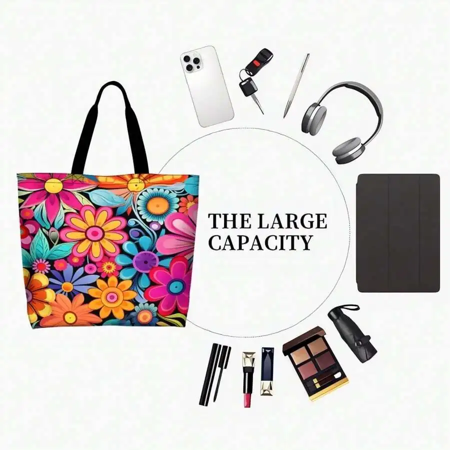 Vibrant Floral Print Casual Tote Bag For Women Large Capacity Everyday Travel Shoulder Bag
Vibrant Floral Print Casual Tote Bag For Women Large Capacity Everyday Travel Shoulder Bag