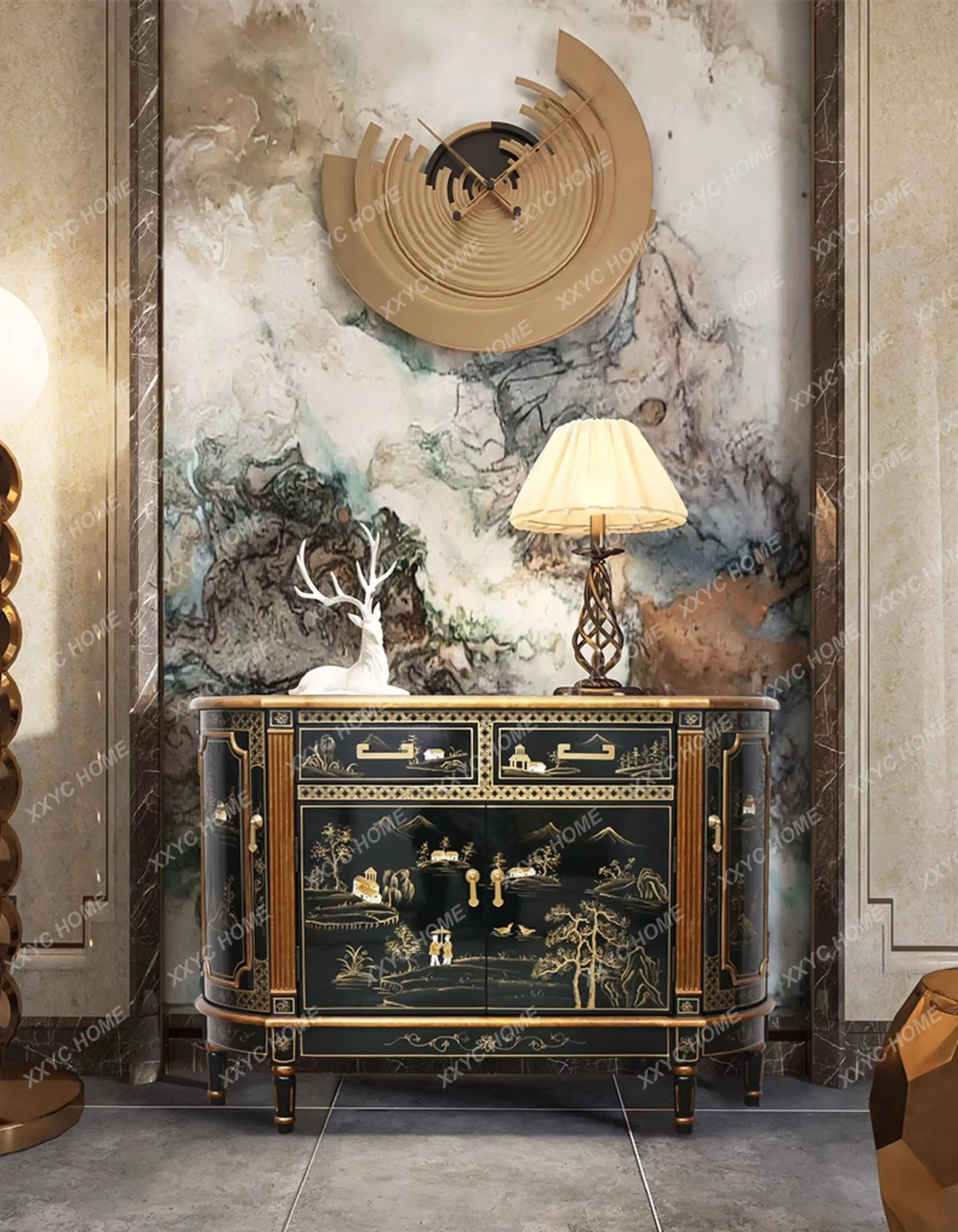 A New Chinese Style Light Luxury Entrance Hall Cabinet, Painted Decorative Storage Shoe Cabinet
A New Chinese Style Light Luxury Entrance Hall Cabinet, Painted Decorative Storage Shoe Cabinet