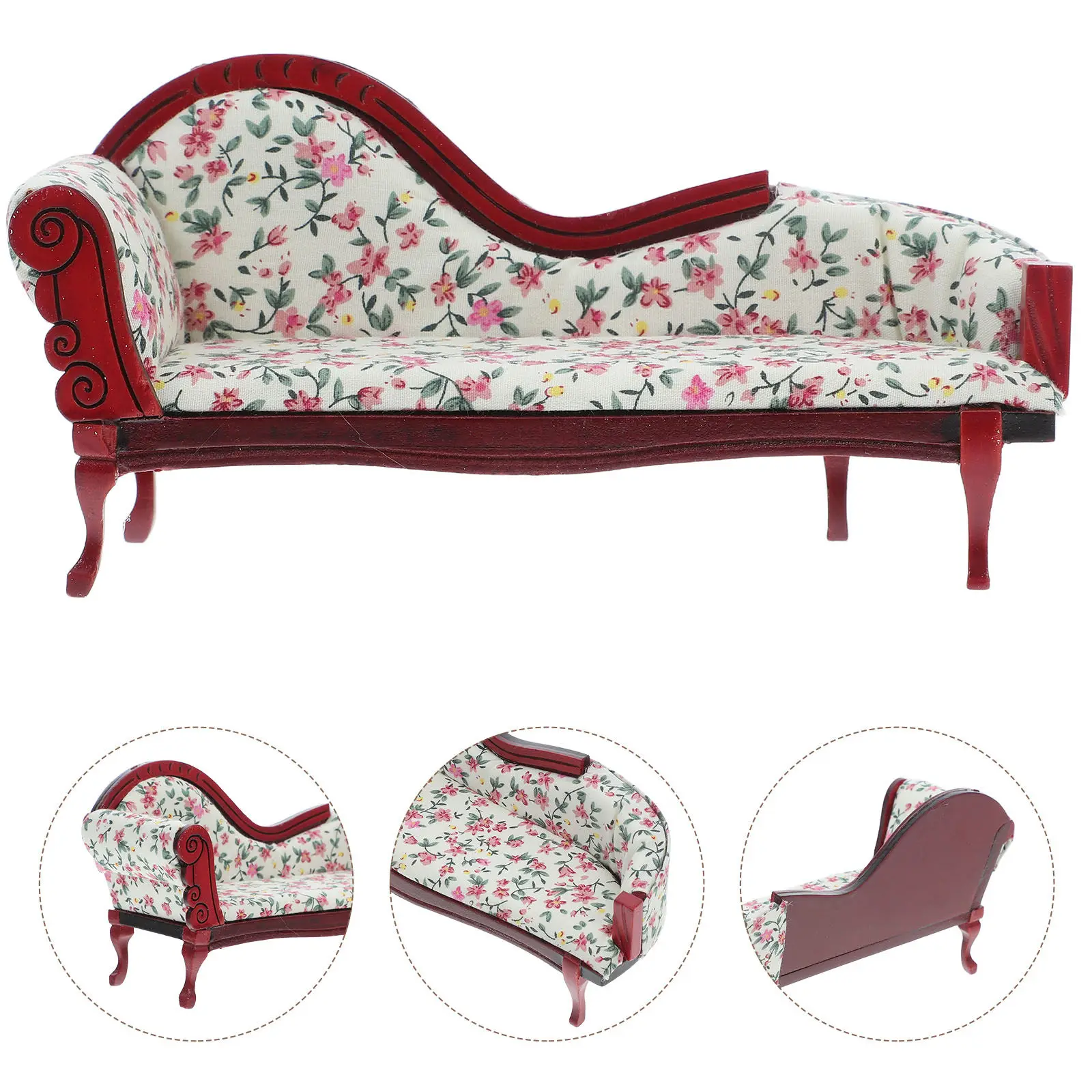 1:12 Scale Miniature Chaise Lounge Vintage Floral Upholstered Sofa Mini Furniture for Dollhouse Living Room Decoration
1:12 Scale Miniature Chaise Lounge Vintage Floral Upholstered Sofa Mini Furniture for Dollhouse Living Room Decoration