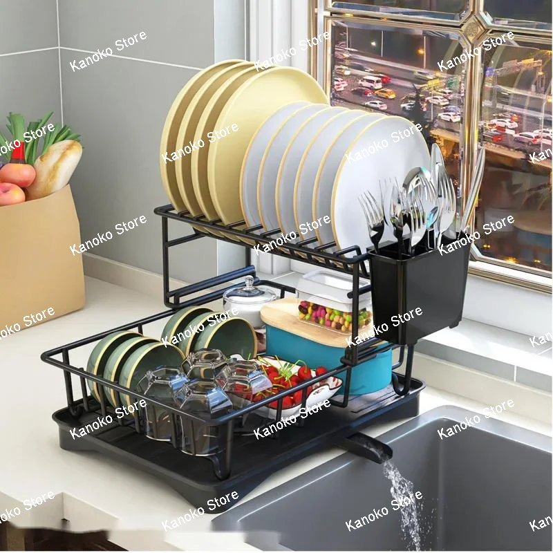1/2 Tier Dish Drying Rack With Drain Board Kitchen Utensils Drainer Rack Countertop Dinnerware Plate Bowl Fork Spoon Organizer
1/2 Tier Dish Drying Rack With Drain Board Kitchen Utensils Drainer Rack Countertop Dinnerware Plate Bowl Fork Spoon Organizer