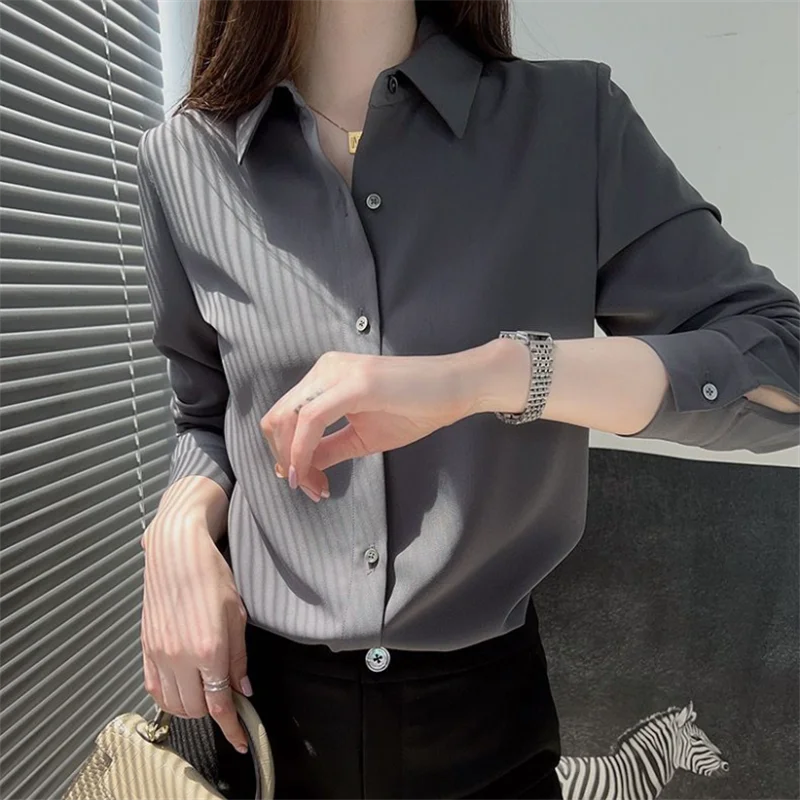 Solid color Shirt For Women Bormal Professional Blouses Female High-end Tops Business Work Clothes Shirts Basic Button Up Blouse
Solid color Shirt For Women Bormal Professional Blouses Female High-end Tops Business Work Clothes Shirts Basic Button Up Blouse