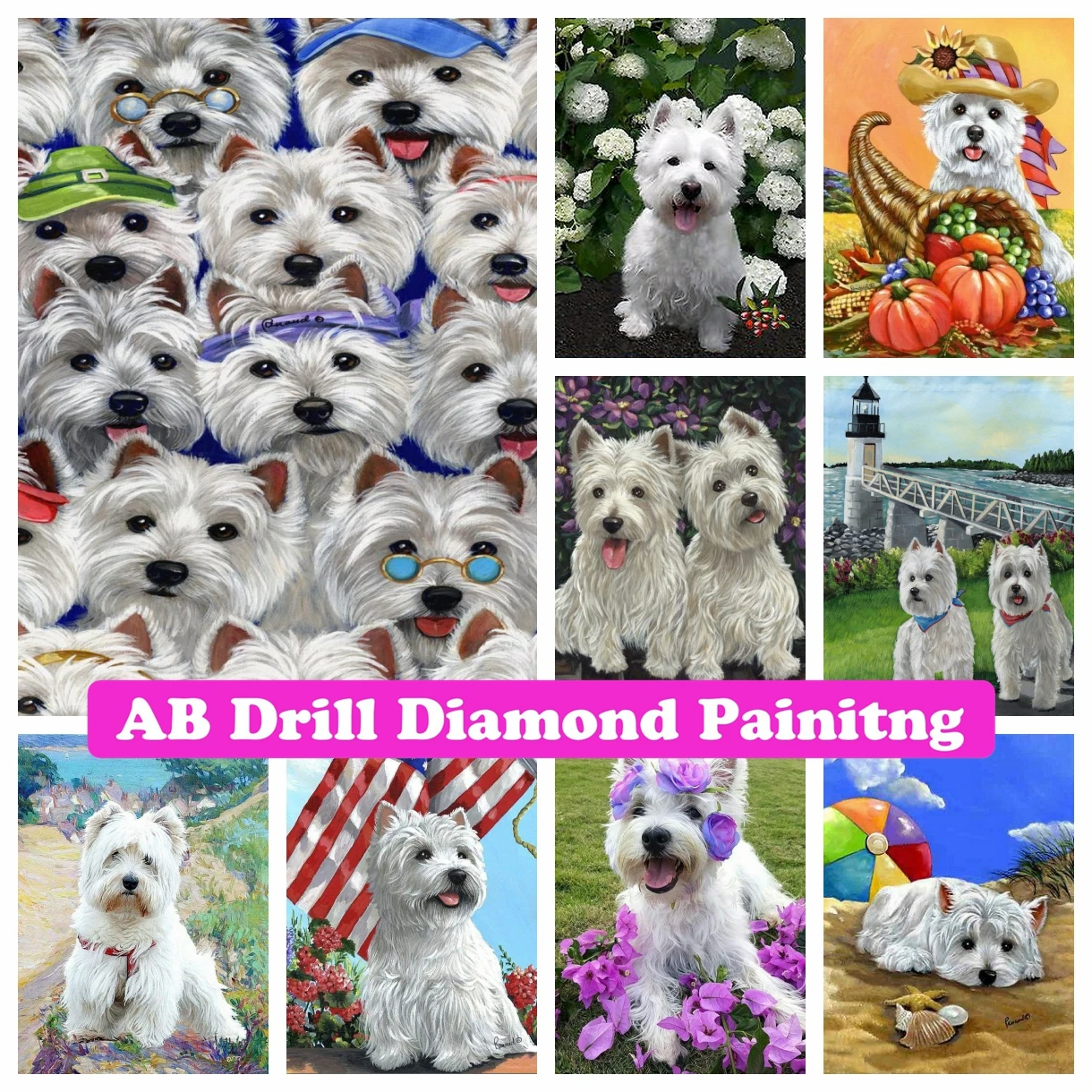 5D DIY AB Drills Diamond Painting Westie Dog Pattern Mosaic Cross Stitch Pet Animal Embroidery Handmade Rhinestones Home Decor
5D DIY AB Drills Diamond Painting Westie Dog Pattern Mosaic Cross Stitch Pet Animal Embroidery Handmade Rhinestones Home Decor