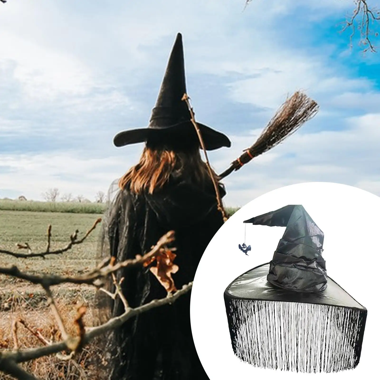Шляпа ведьмы с широкими полями, классическая, с кисточкой, для аксессуаров, декора для маскарада и вечеринок
Шляпа ведьмы с широкими полями, классическая, с кисточкой, для аксессуаров, декора для маскарада и вечеринок