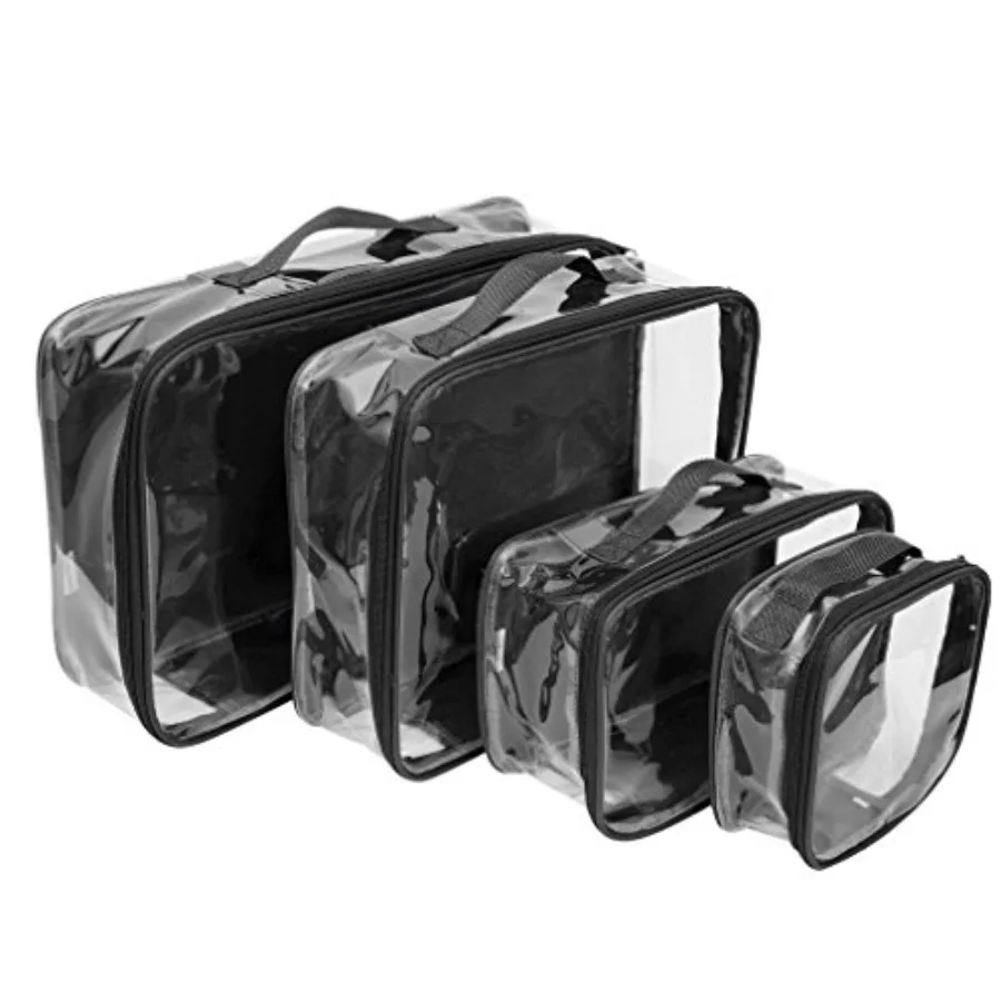 Travel packing cubes set of 4 for 7-10 days, premium PVC plastic, black, lightweight and waterproof
Travel packing cubes set of 4 for 7-10 days, premium PVC plastic, black, lightweight and waterproof