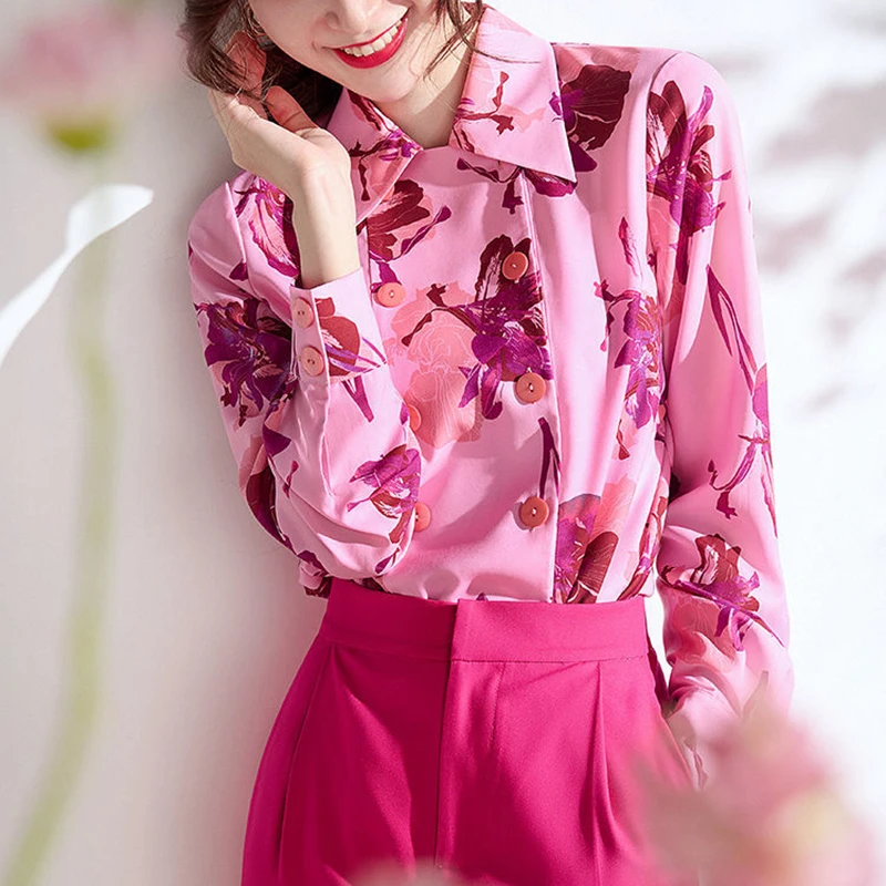 Spring Autumn Retro Print Double Breasted Design Loose Thin Flower Shirt Sweet Shirt Top Women women shirts blouses
Spring Autumn Retro Print Double Breasted Design Loose Thin Flower Shirt Sweet Shirt Top Women women shirts blouses
