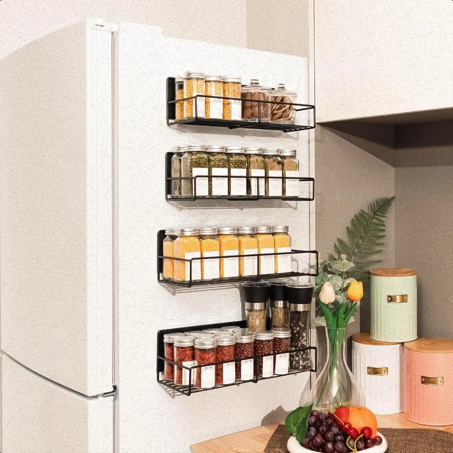 Strong Magnetic Spice Rack For Refrigerator Large Size Space Saving Organizer Durable Shelf for Oven Fridge 4 Pack Iron Black
Strong Magnetic Spice Rack For Refrigerator Large Size Space Saving Organizer Durable Shelf for Oven Fridge 4 Pack Iron Black