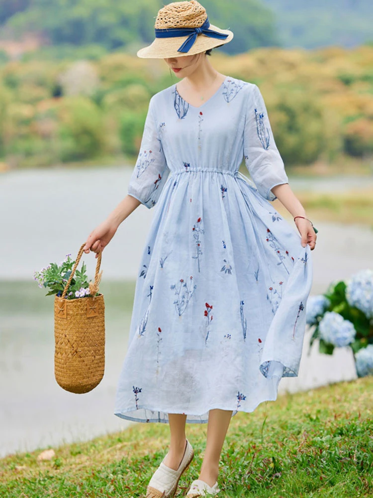High Quality Ramie Embroidered Women Dress 2025 Spring and Summer New Arrival Elegant Artistic Long Dresses for Travel T282
High Quality Ramie Embroidered Women Dress 2025 Spring and Summer New Arrival Elegant Artistic Long Dresses for Travel T282