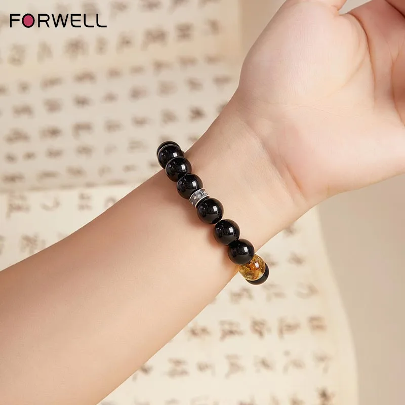 FORWELL Unisex Natural Obsidian Crystal Bracelet with Sterling Silver Vintage Minimalist Good Luck Bead Accessory
FORWELL Unisex Natural Obsidian Crystal Bracelet with Sterling Silver Vintage Minimalist Good Luck Bead Accessory