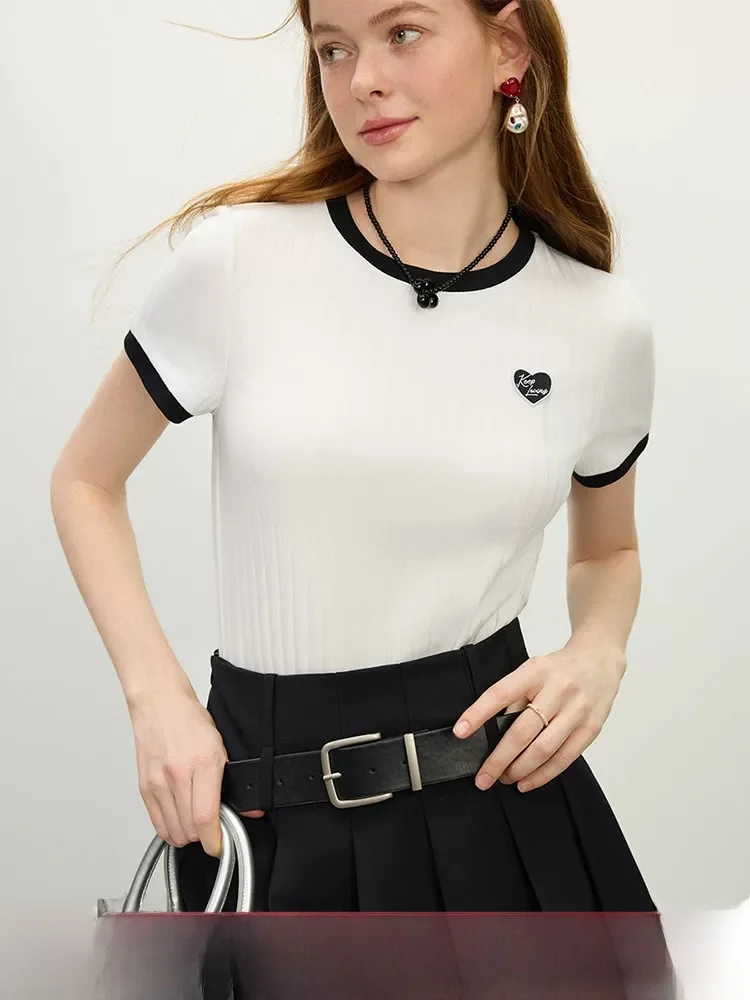 Korean Style Texture T-Shirt round Neck Color Block Versatile Summer New Arrival Short Sleeve Slim Fit Cotton Blend Top
Korean Style Texture T-Shirt round Neck Color Block Versatile Summer New Arrival Short Sleeve Slim Fit Cotton Blend Top